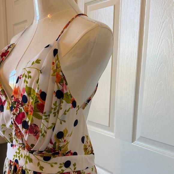 Rubber Ducky Floral Polka Dot Halter Style Maxi Dress Size L - Picture 4 of 10